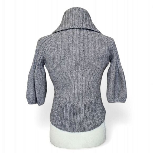 JUICY COUTURE gray wool chunky knit half sleeve cardigan with tie size S/M - Picture 4 of 7